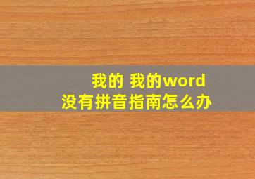 我的 我的word 没有拼音指南怎么办